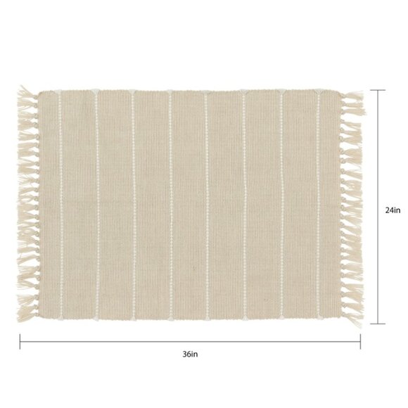 NEW Indoor Outdoor Rug Beige Cream Stripe 24" x 36" by Becky G. & Alejandra Indo - Picture 14 of 16